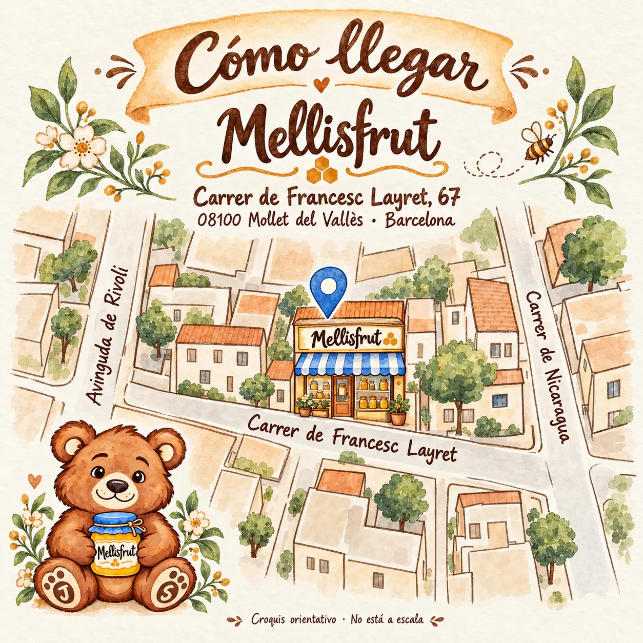 Mapa amb la ubicació de Mellisfrut a Mollet del Vallès